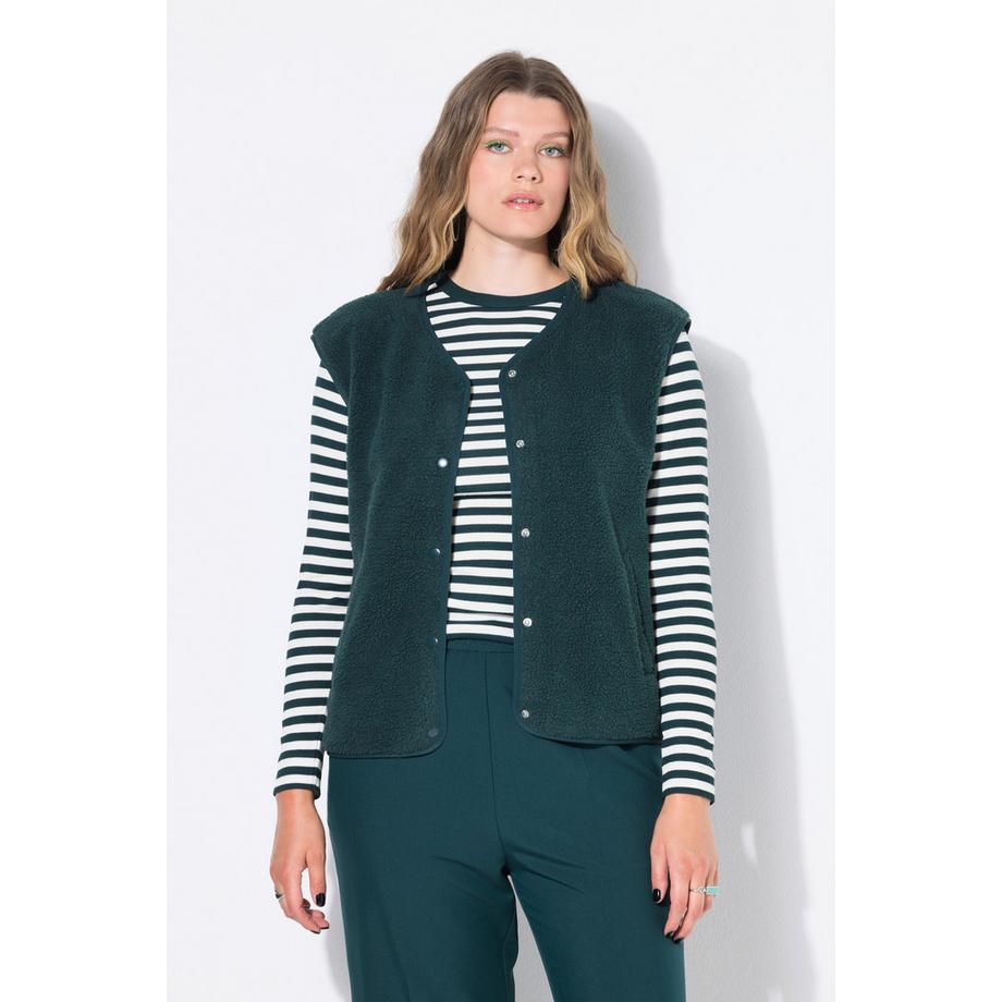 Studio Untold Gilet di Teddy Taglio Corto Bottoni Automatici  