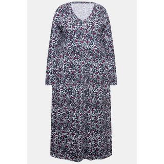 Ulla Popken Jersey A-Linie V-Ausschnitt Langarm Kleid  