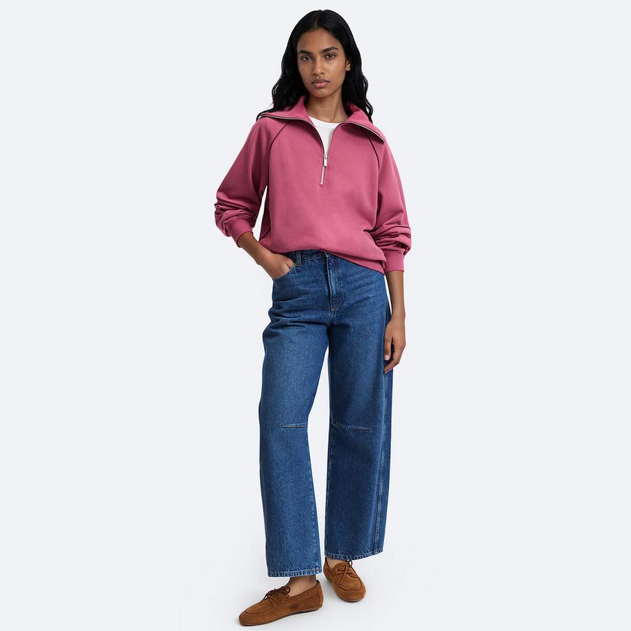 La Redoute Collections Lockeres Sweatshirt mit Reissverschlusskragen und kontrastfarbenen Paspeln  