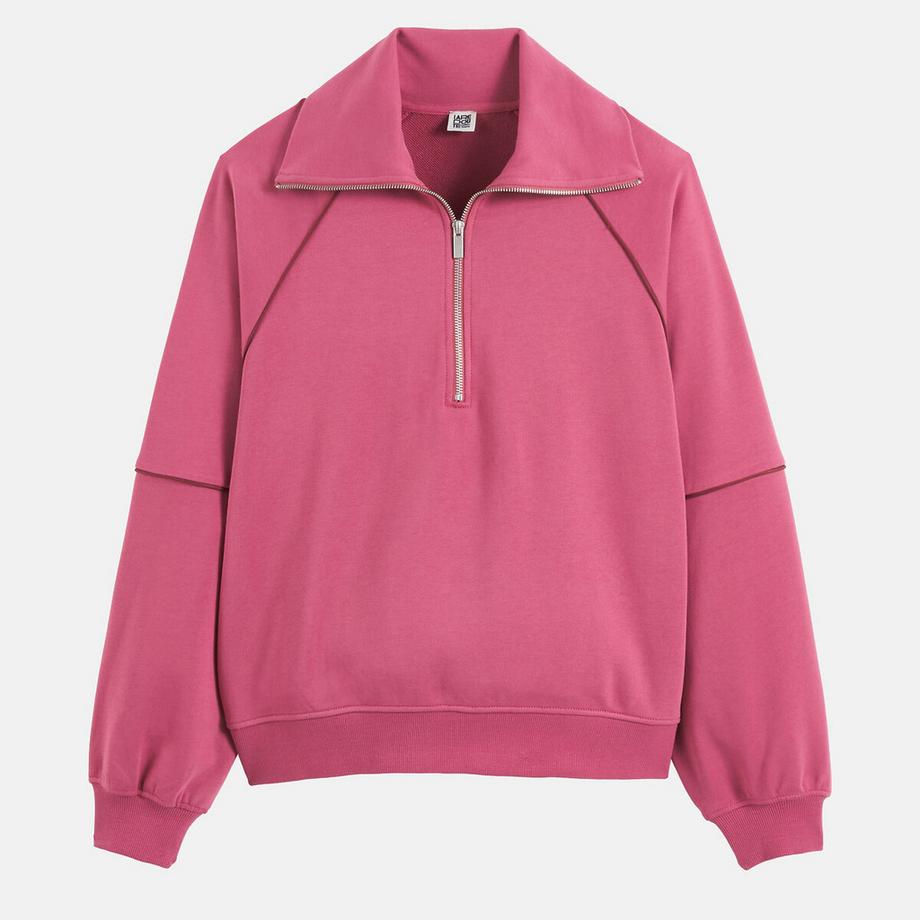 La Redoute Collections Lockeres Sweatshirt mit Reissverschlusskragen und kontrastfarbenen Paspeln  