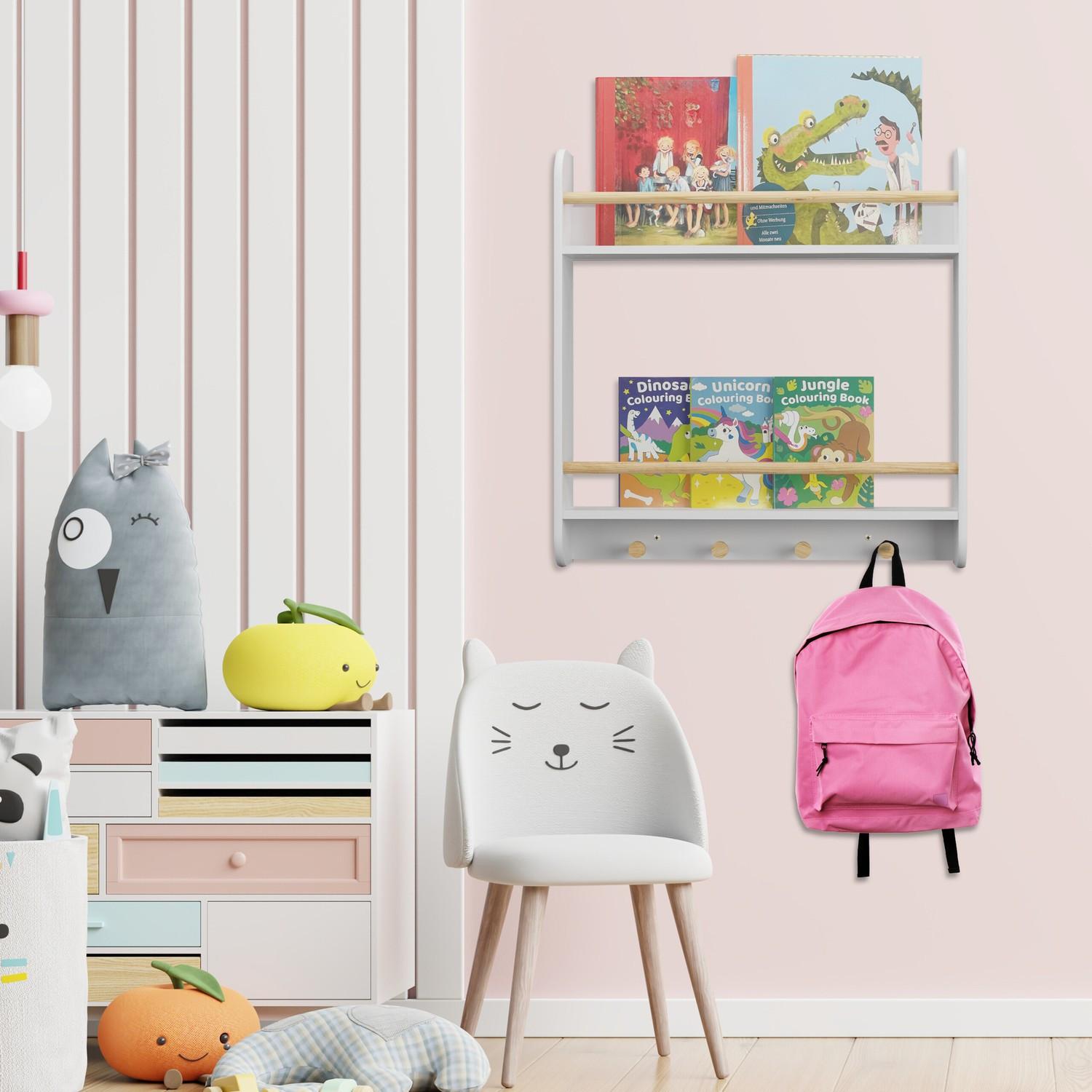 Northix Kinderregal 2 Böden und 4 Haken  