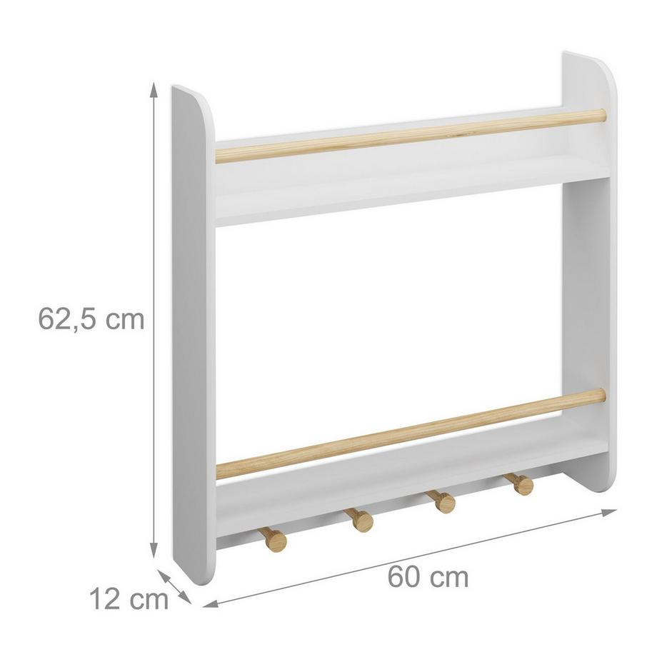 Northix Kinderregal 2 Böden und 4 Haken  