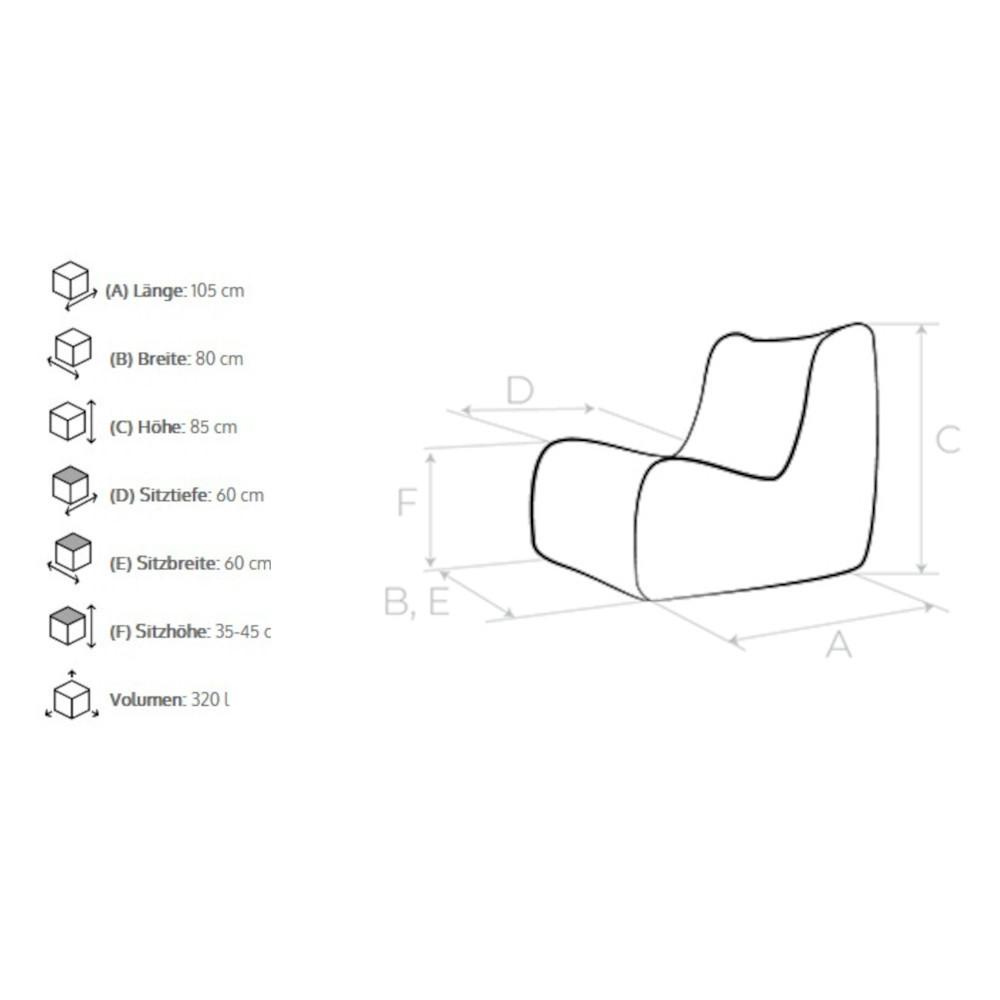 Pusku Pusku Pusku Pusku Sitzsack SEAT Set Outdoor, dunkelgrau  