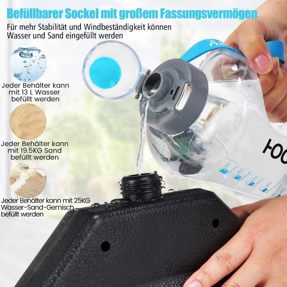 Northix Sonnenschirmständer 52 Liter / 78 kg Befüllbar mit Wasser oder Sand Schirmständer  