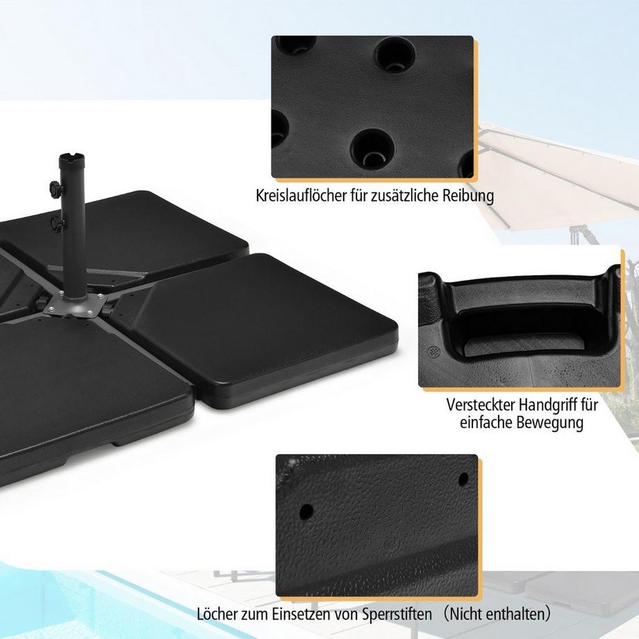 Northix Sonnenschirmständer 52 Liter / 78 kg Befüllbar mit Wasser oder Sand Schirmständer  