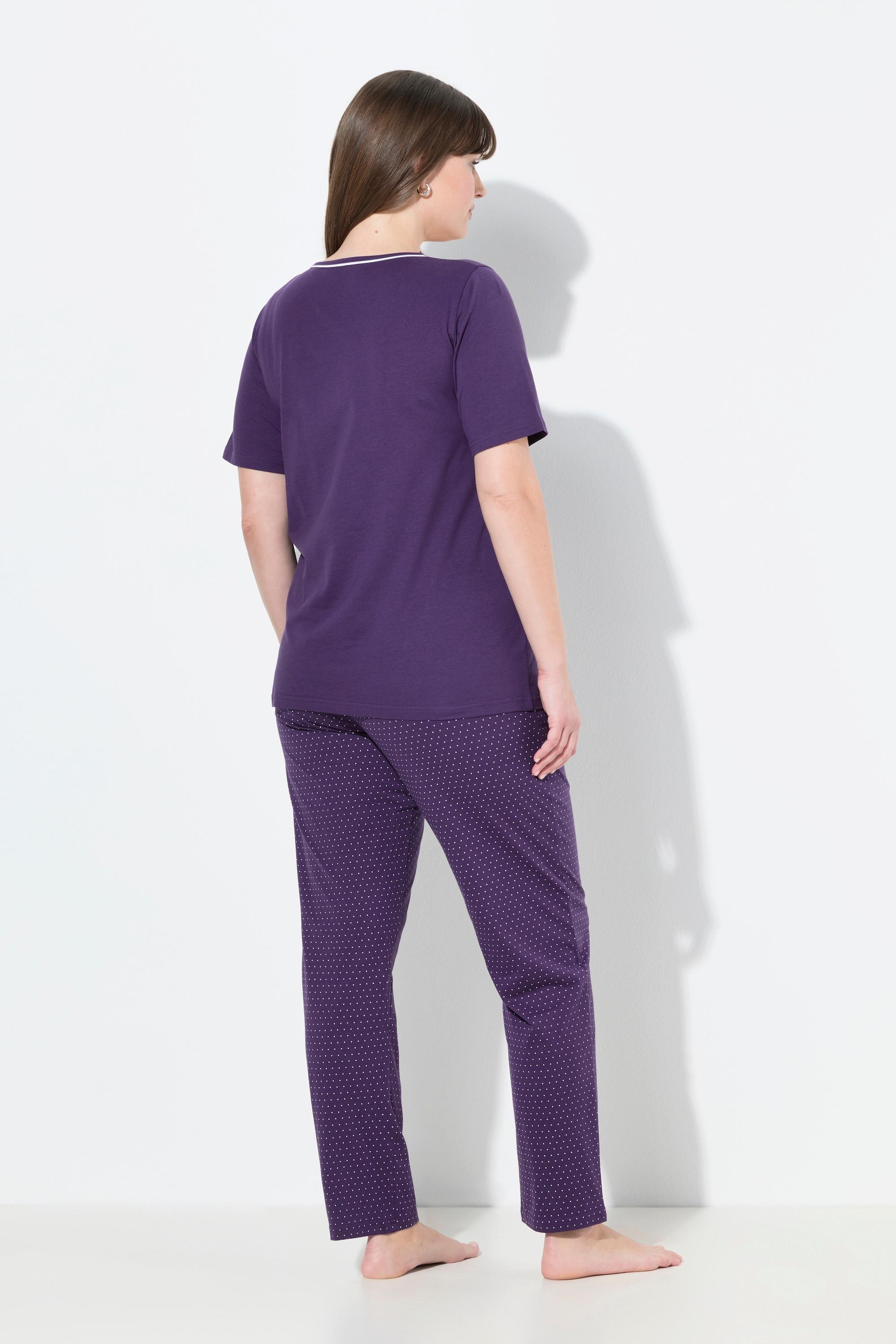 Ulla Popken Pigiama a pois girocollo maniche corte  