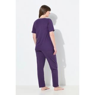 Ulla Popken Pigiama a pois girocollo maniche corte  