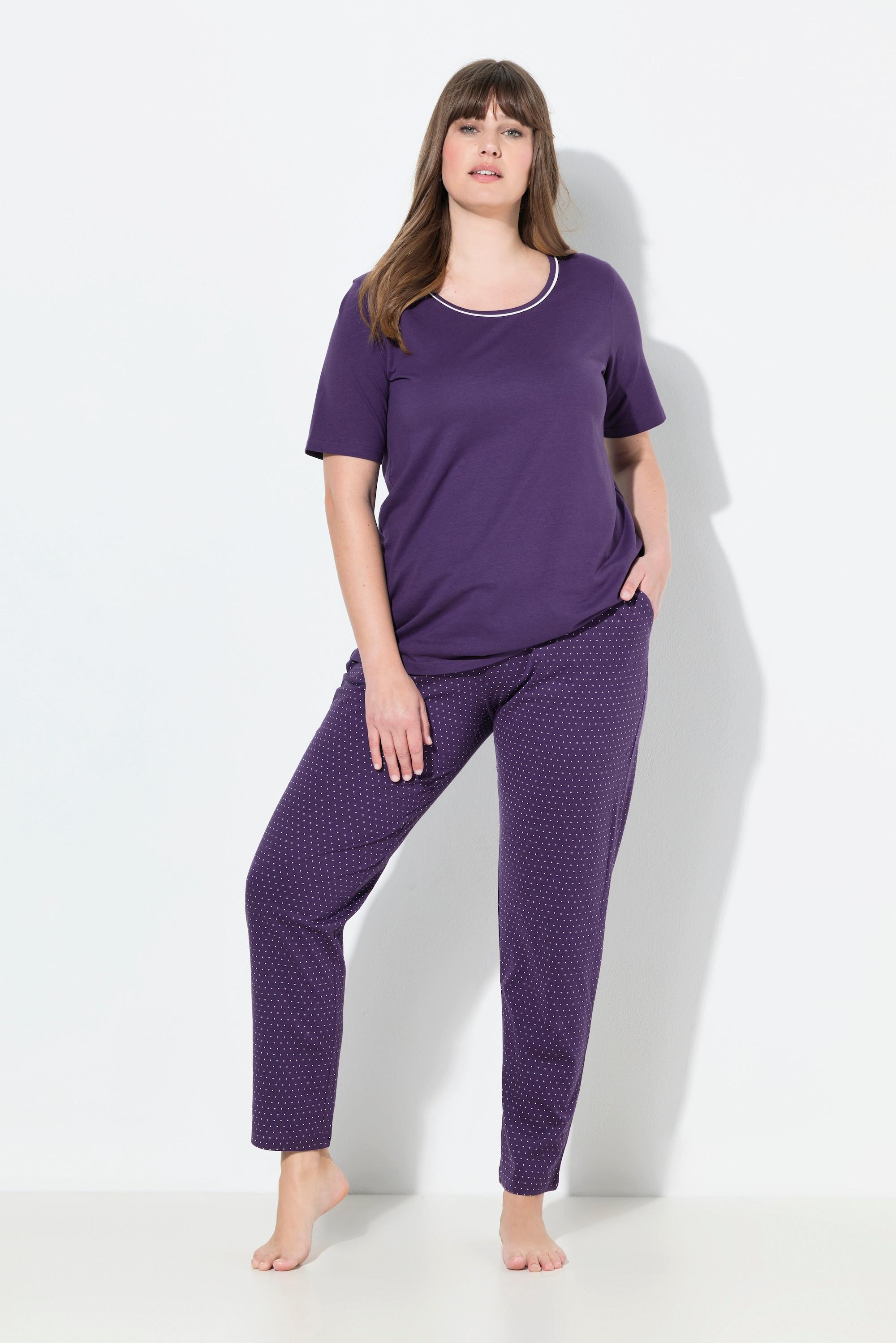 Ulla Popken Pigiama a pois girocollo maniche corte  