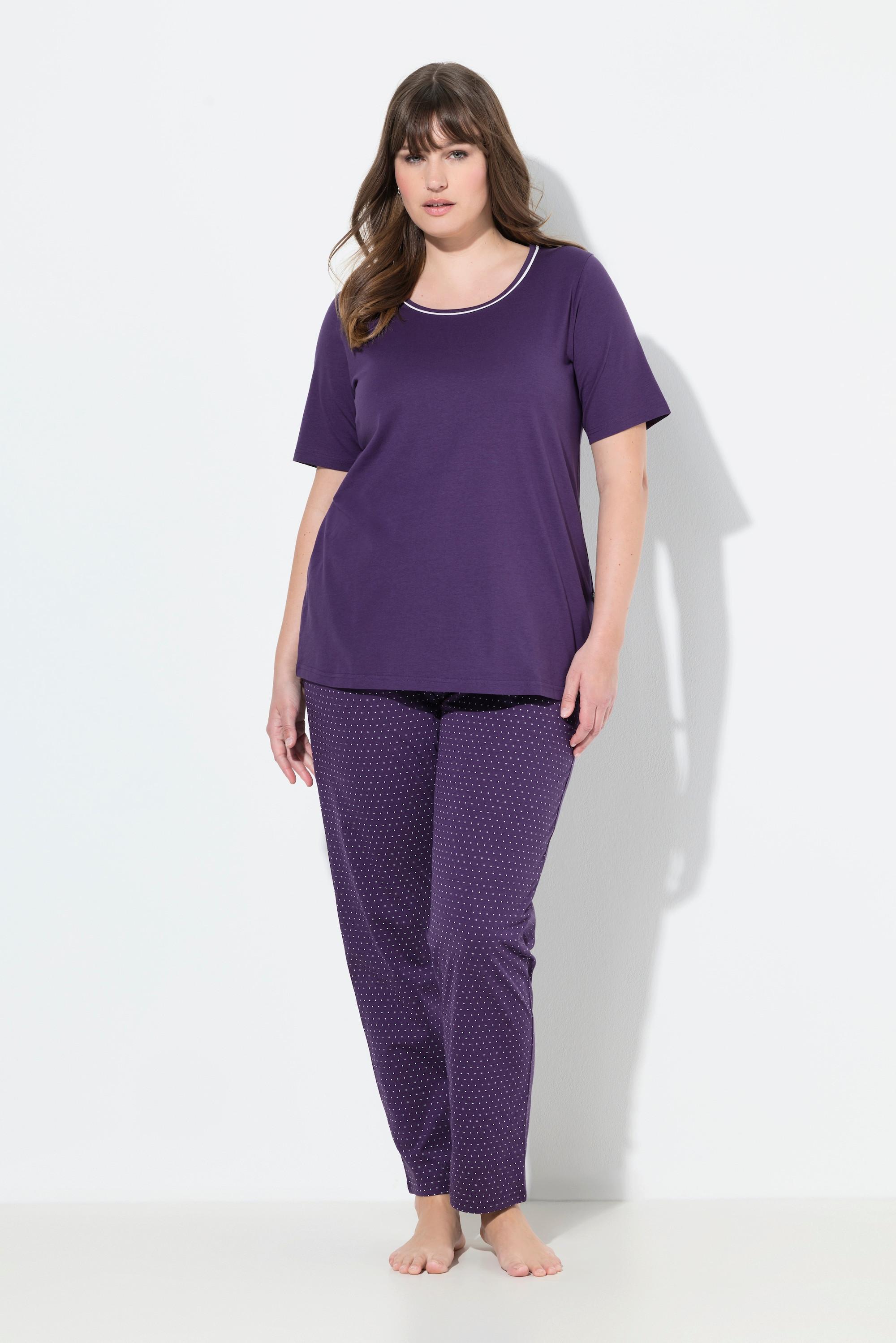 Ulla Popken Pigiama a pois girocollo maniche corte  