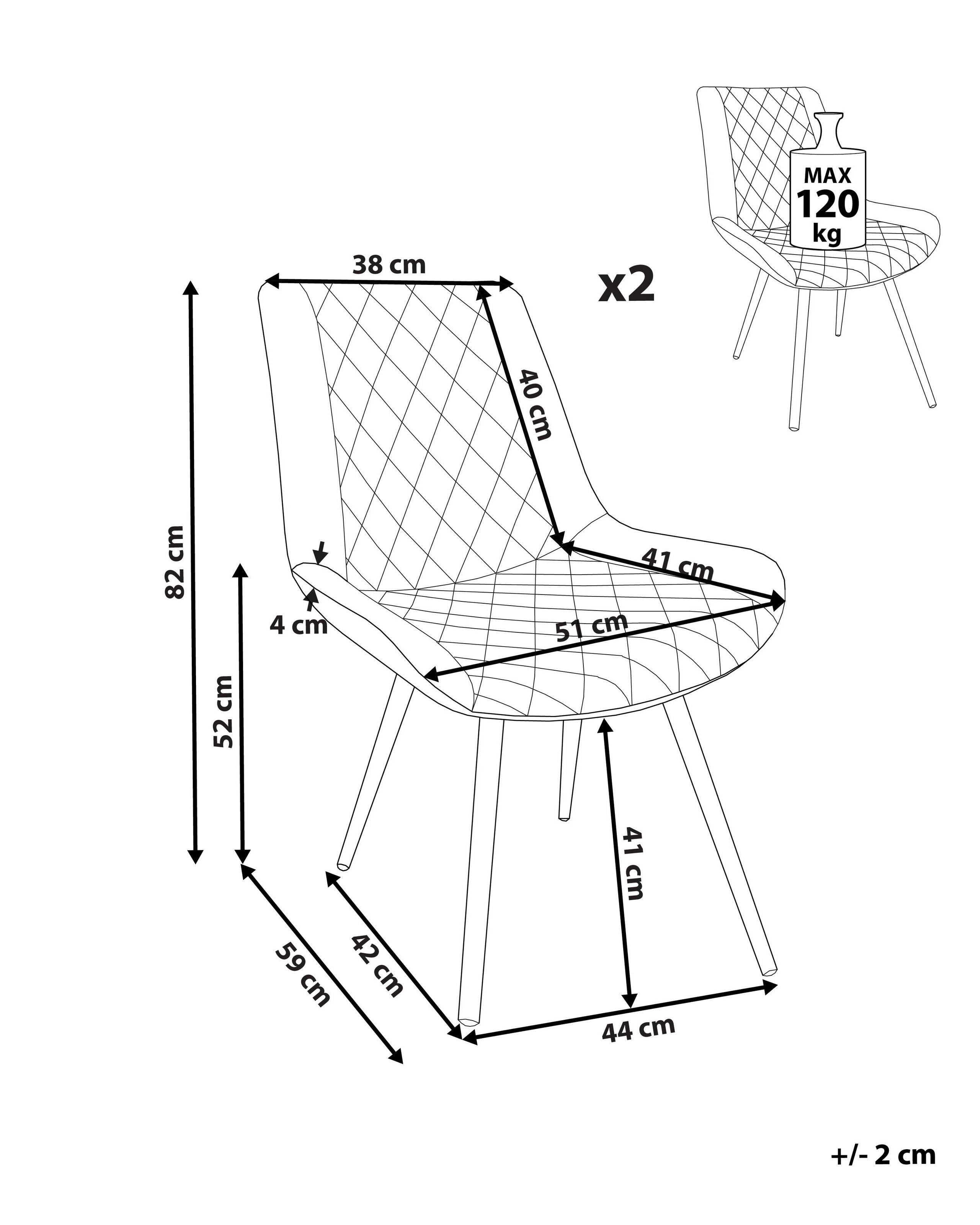 Beliani Lot de 2 chaises en Cuir PU Glamour MARIBEL  