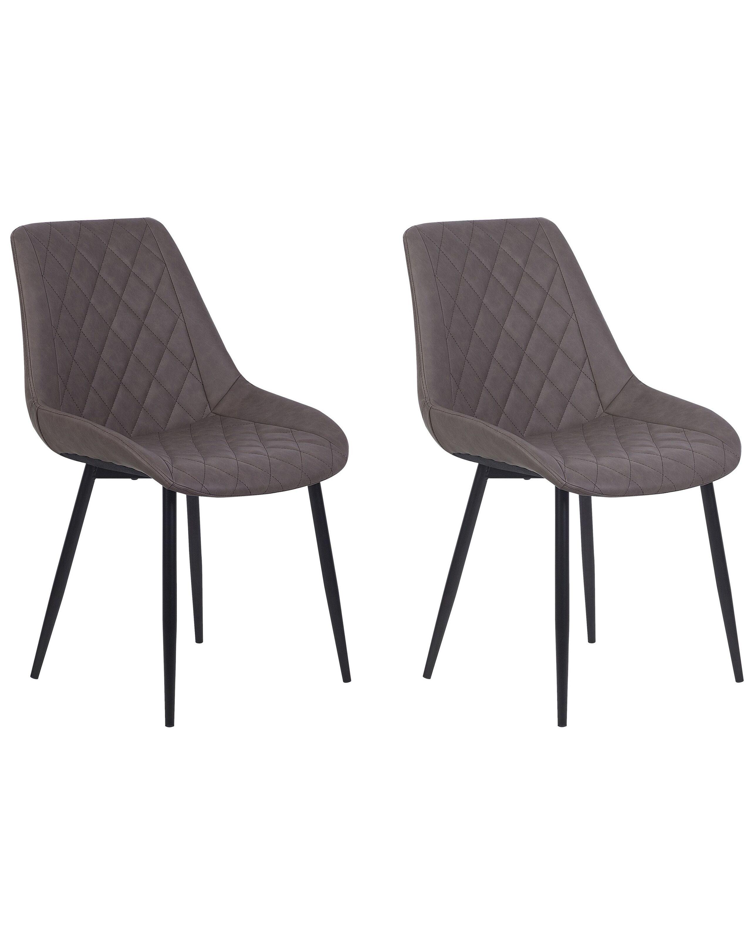 Beliani Lot de 2 chaises en Cuir PU Glamour MARIBEL  