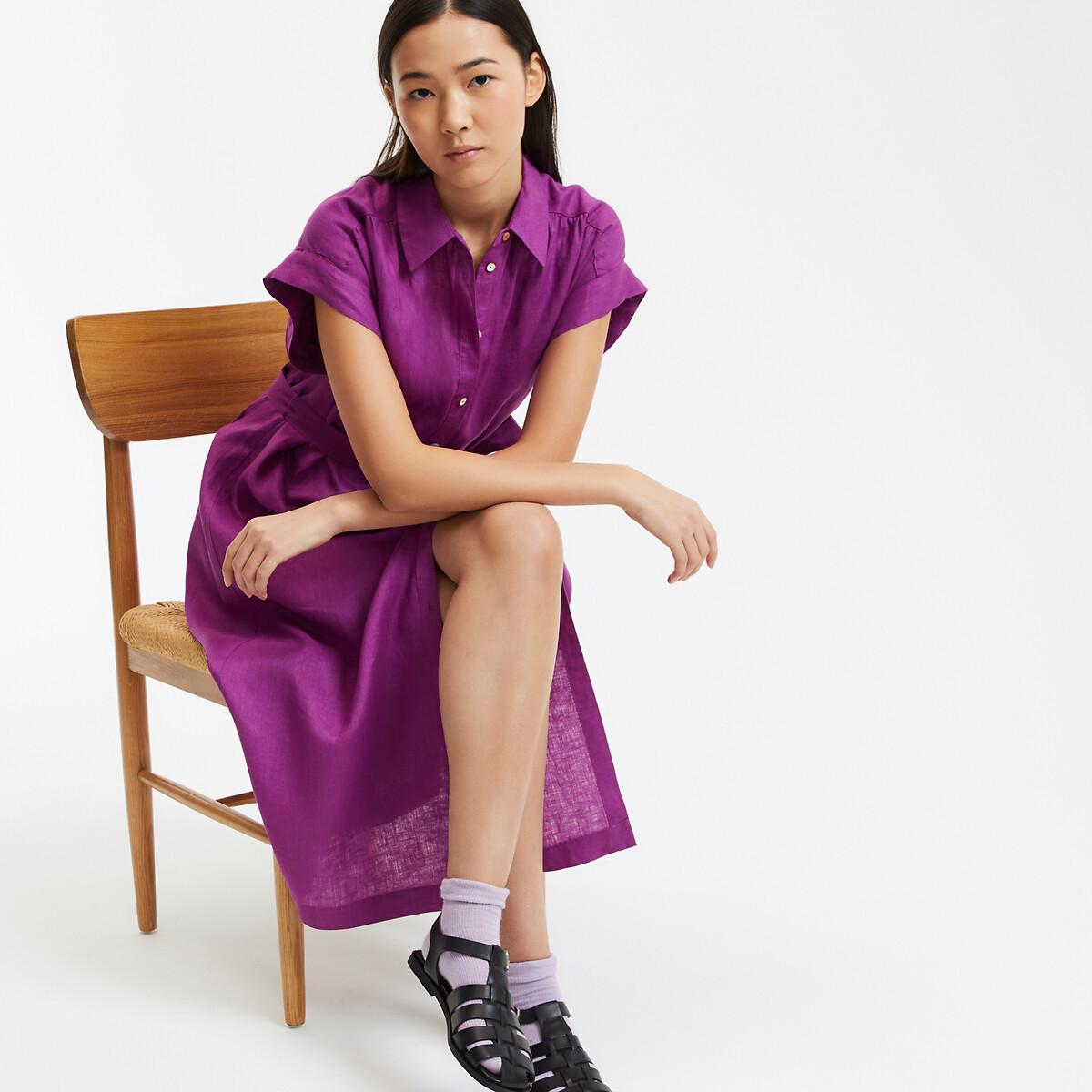 La Redoute Collections Signature Heloïse Robe Courte en Lin à Manches Courtes  