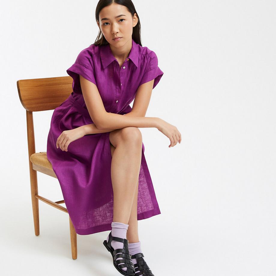 La Redoute Collections Signature Heloïse Abito Corto in Lino a Maniche Corte  