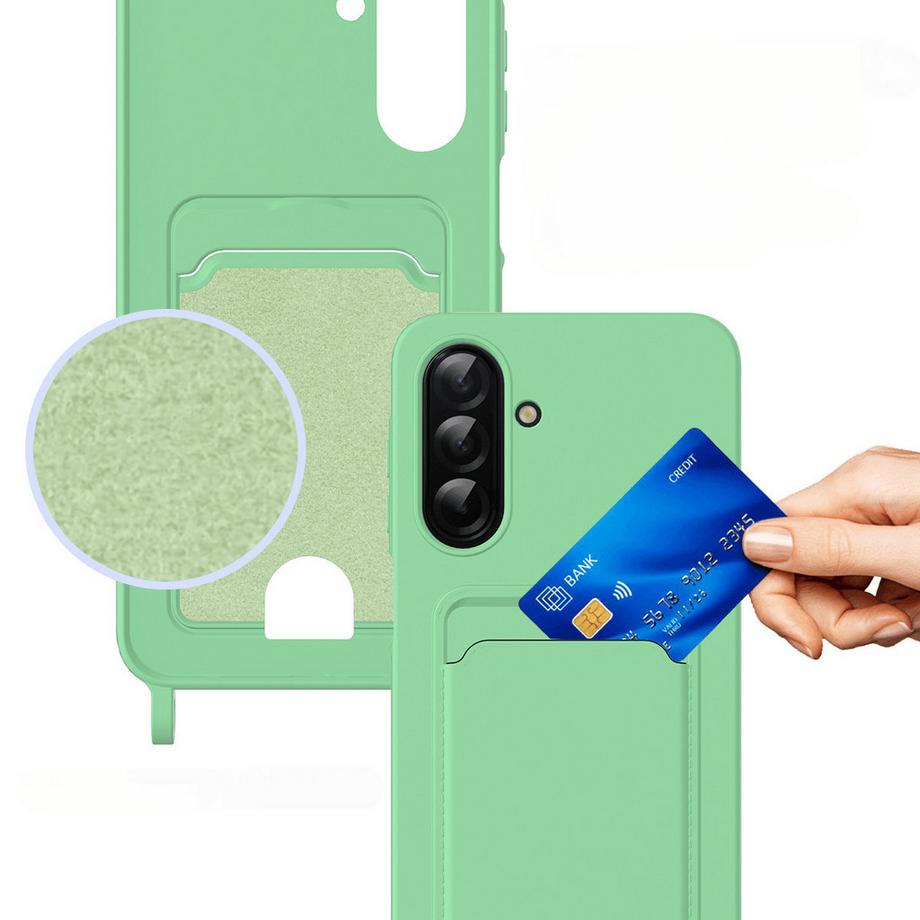 Cover-Discount Galaxy A57 Custodia in silicone con portacarte e tracolla  