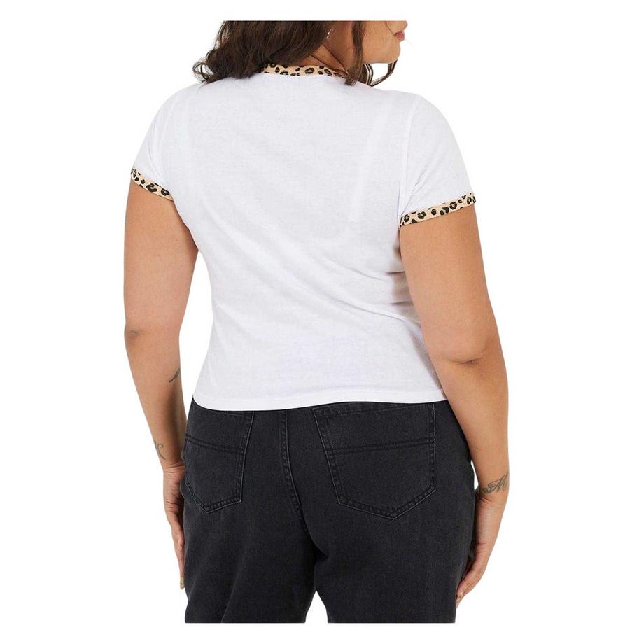 Brave Soul T-Shirt Grande Taille à Bordure Léopard  