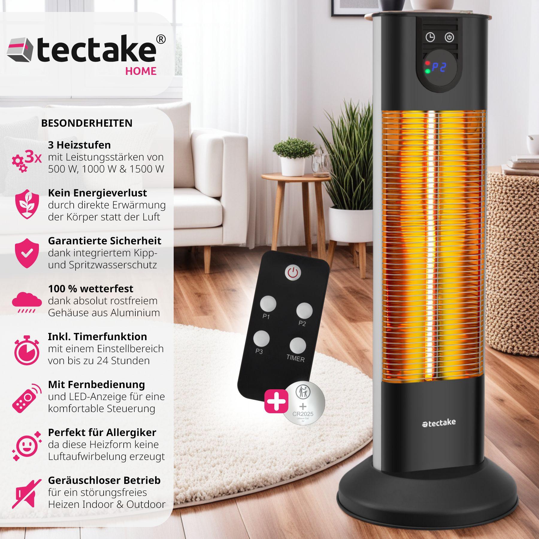 Tectake Infrarotheizstrahler Solaris Terra 1500W mit Timerfunktion  