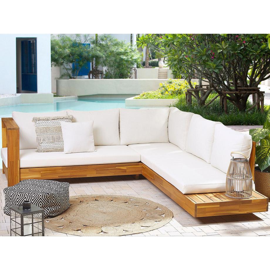 Beliani Canapé d'angle côté droit en Bois d'acacia certifié FSC® Boho MARETTIMO  