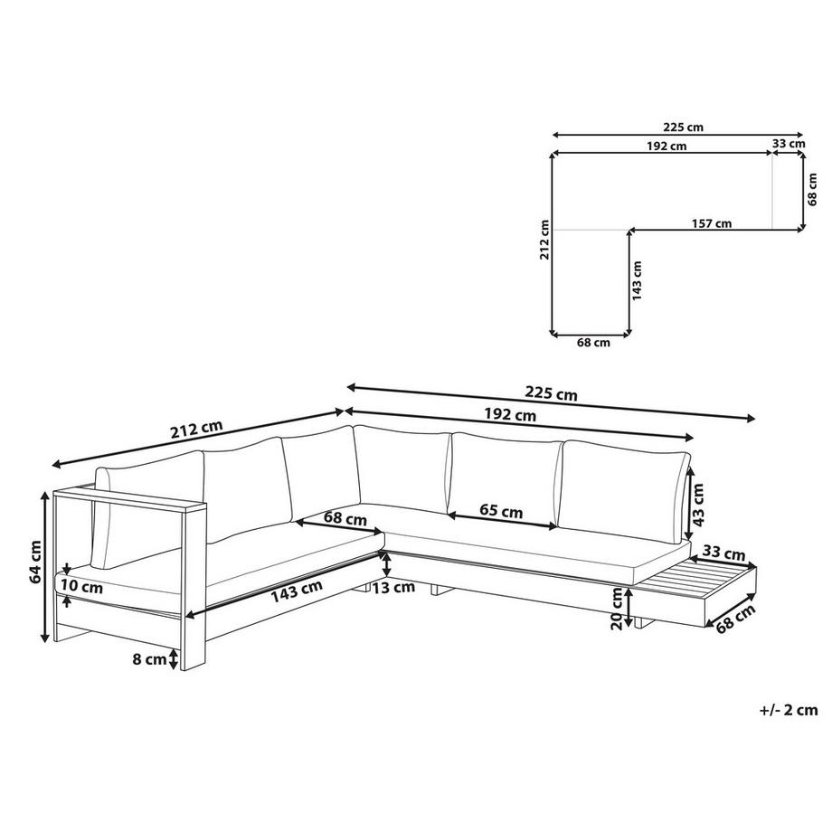 Beliani Canapé d'angle côté droit en Bois d'acacia certifié FSC® Boho MARETTIMO  