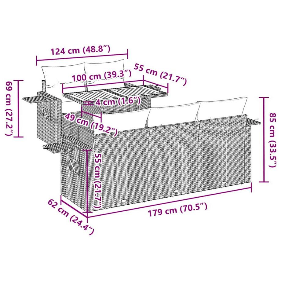 VidaXL Ensemble de canapés de jardin rotin synthétique  