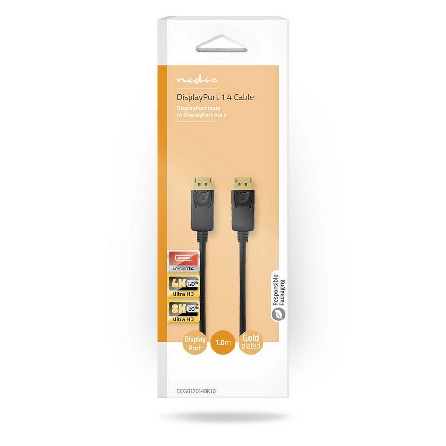 Nedis  Cavo DisplayPort | DisplayPort maschio | DisplayPort maschio | 8K@60Hz | Nichelato | 1,00 m | Rotondo | PVC | Nero | Scatola 