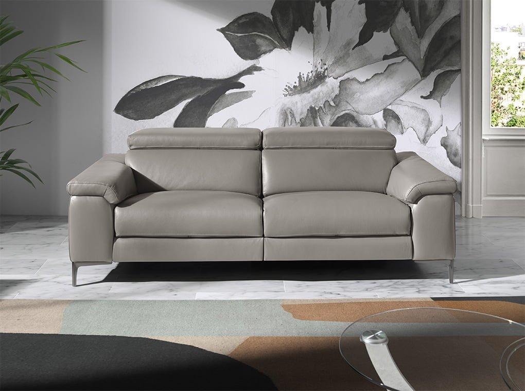 ANGEL CERDA Canapé relax 3 places en cuir gris foncé  