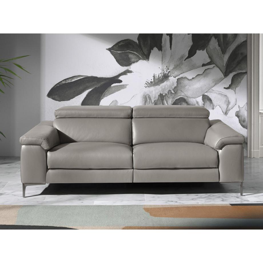 ANGEL CERDA Divano relax a 3 posti in pelle grigio scuro  