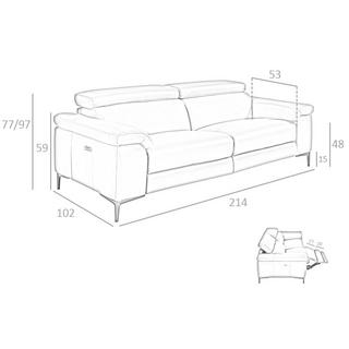 ANGEL CERDA Canapé relax 3 places en cuir gris foncé  