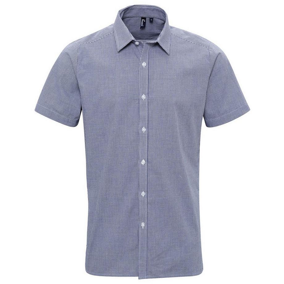 Camicia Micro Gingham A Quadri Maniche Corte