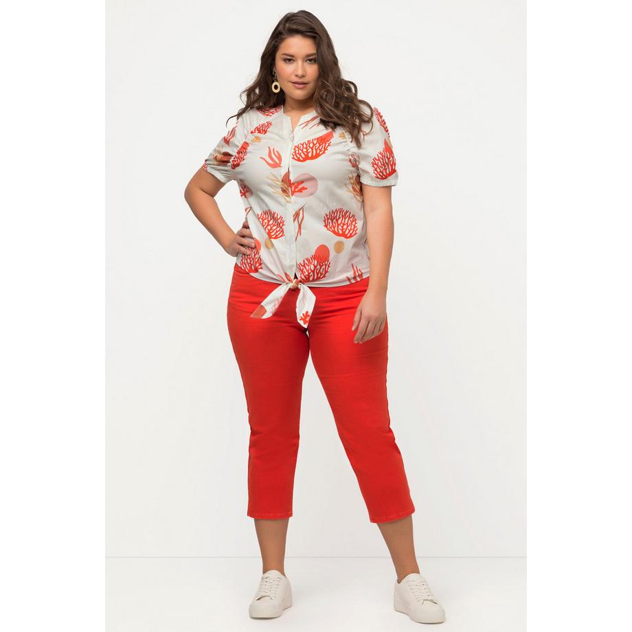 Ulla Popken Korallen Print Tunika Ausschnitt Halbarm Bluse  