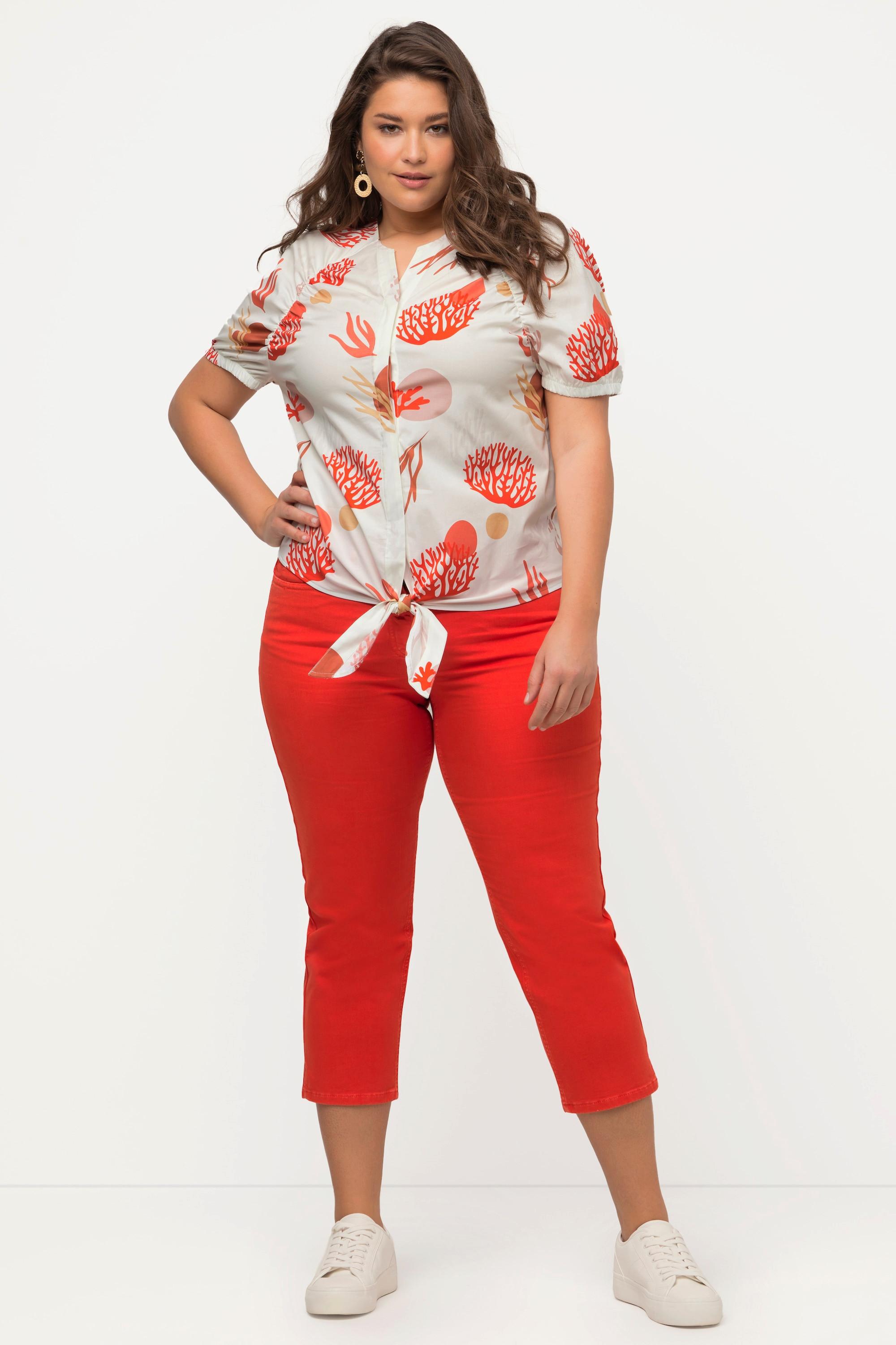 Ulla Popken Chemisier Imprimé Corail Col Tunique Manches Courtes  