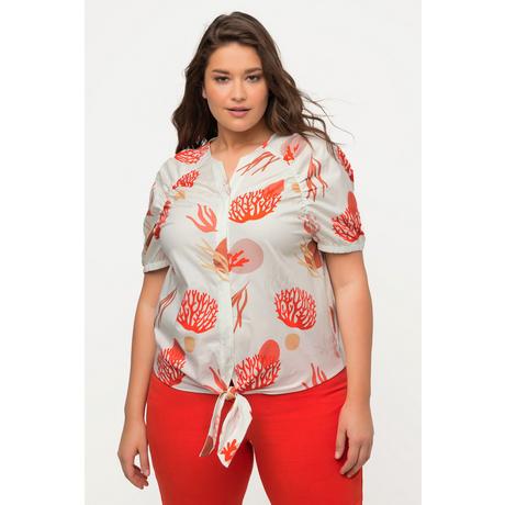 Ulla Popken Chemisier Imprimé Corail Col Tunique Manches Courtes  