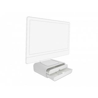 DeLock  Supporto per monitor con due cassetti bianchi 