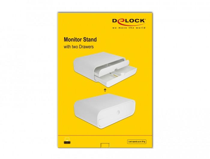 DeLock  Supporto per monitor con due cassetti bianchi 