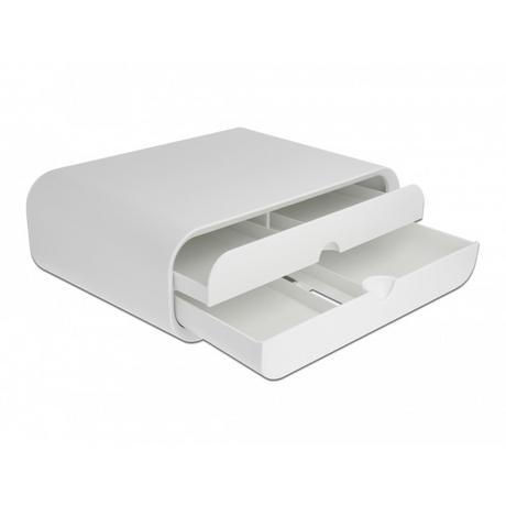 DeLock  Supporto per monitor con due cassetti bianchi 