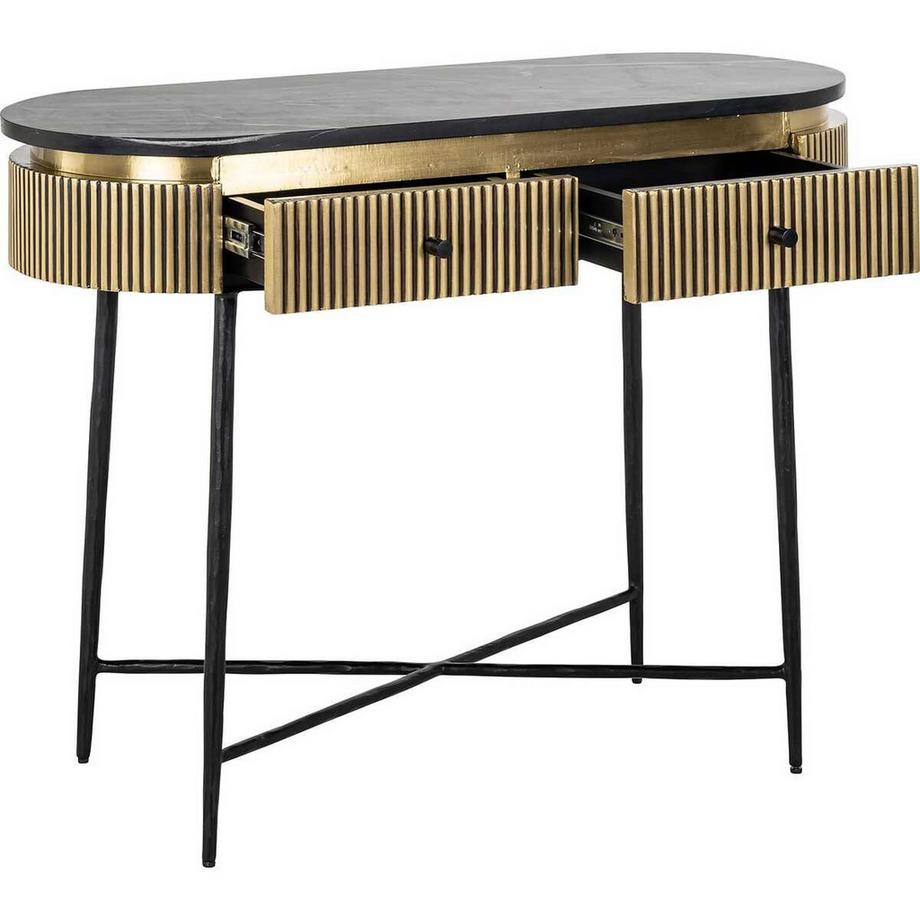 mutoni Table console Ironville marbre doré 100  