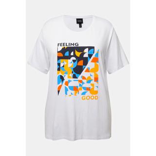 Ulla Popken  T-shirt, motif graphique, col rond, manches courtes 