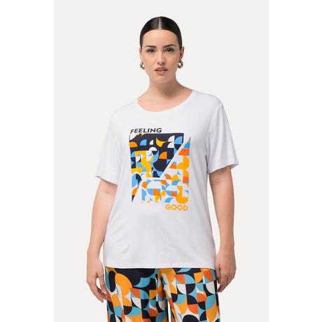 Ulla Popken  T-shirt con motivo grafico, scollo a girocollo e mezze maniche 