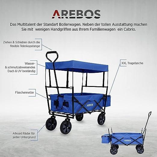 Arebos  Bollerwagen mit Dach | Handwagen Transportkarre | Gerätewagen 