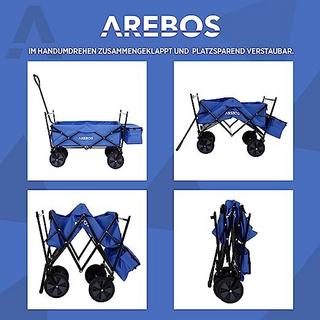 Arebos  Bollerwagen mit Dach | Handwagen Transportkarre | Gerätewagen 