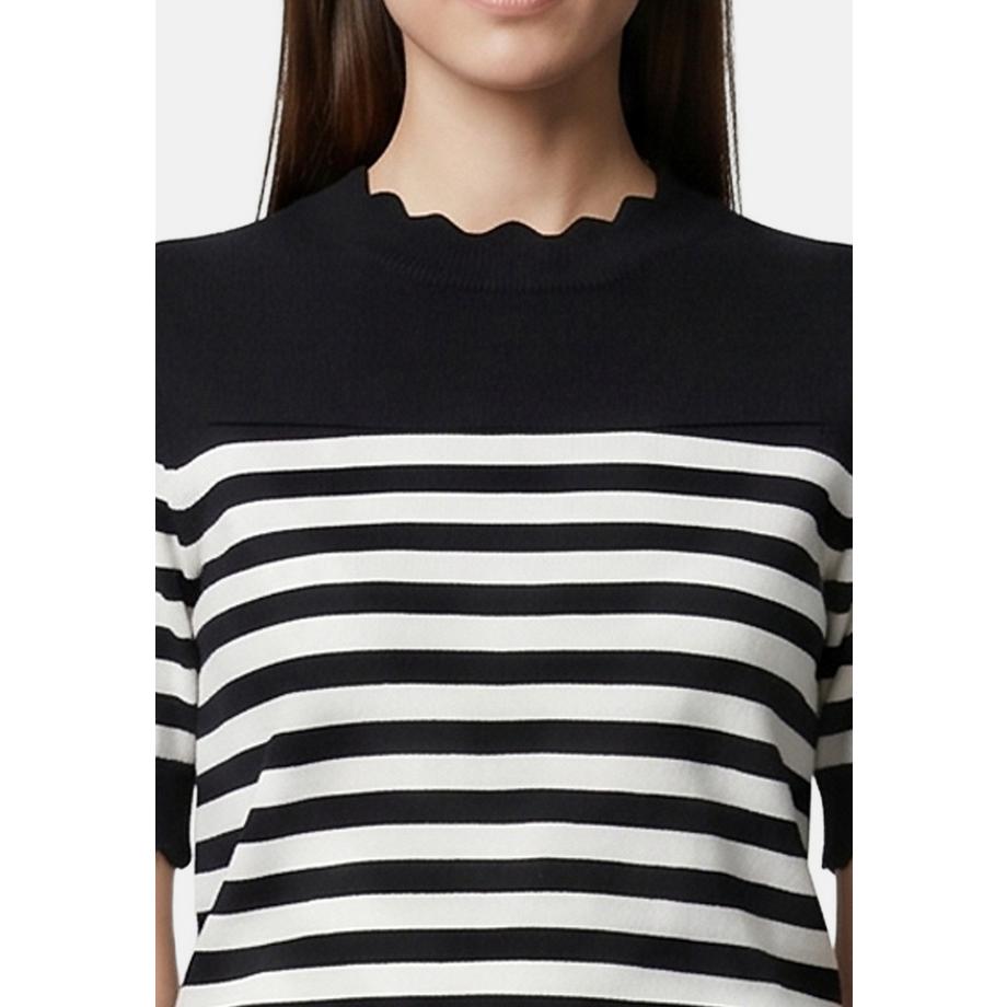 Roberta Rossi Pullover a righe con scollo a conchiglia  