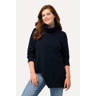 Ulla Popken  Sweat-shirt long en coton bio. Découpe, manches longues et col montant. 