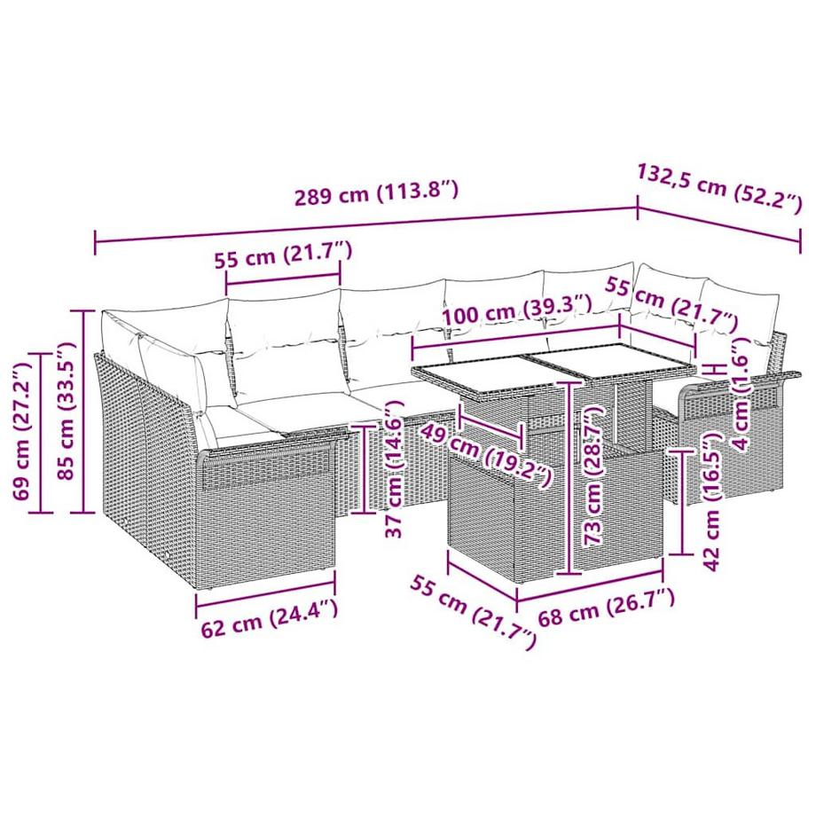 VidaXL Ensemble de canapé de jardin poly rattan  