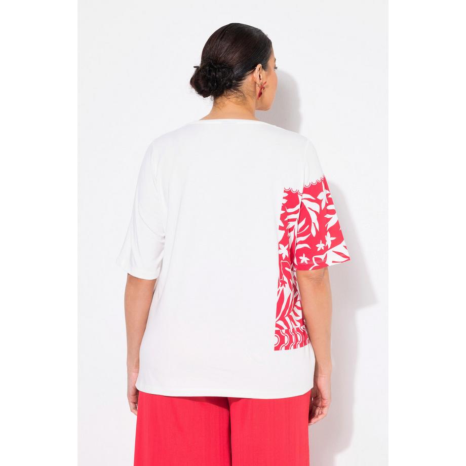 Ulla Popken Blätter Classic Rundhals Halbarm T-Shirt  