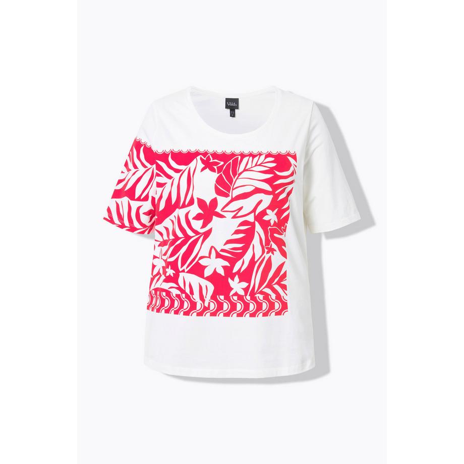 Ulla Popken Blätter Classic Rundhals Halbarm T-Shirt  