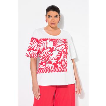 T-shirt, motif feuilles. Encolure ronde et manches courtes. Coupe Classic