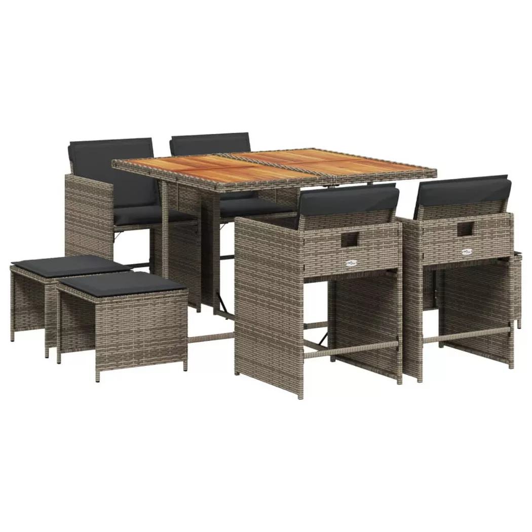 VidaXL - set da pranzo da giardino Polirattan, One Size, Grigio