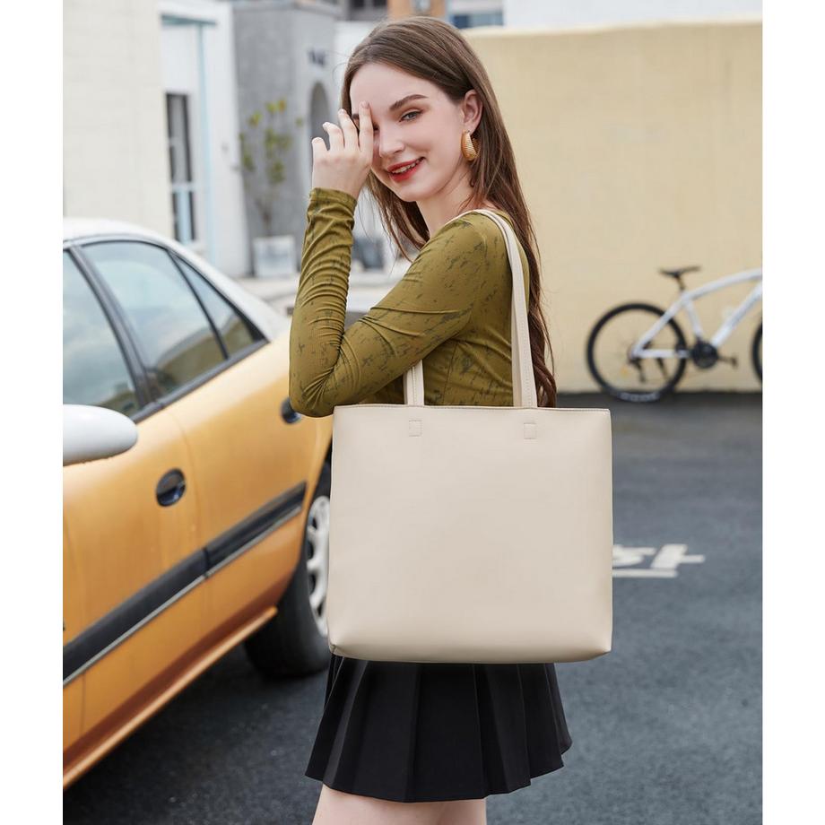 Only-bags.store Einfache PU Leder Shopper Tasche  