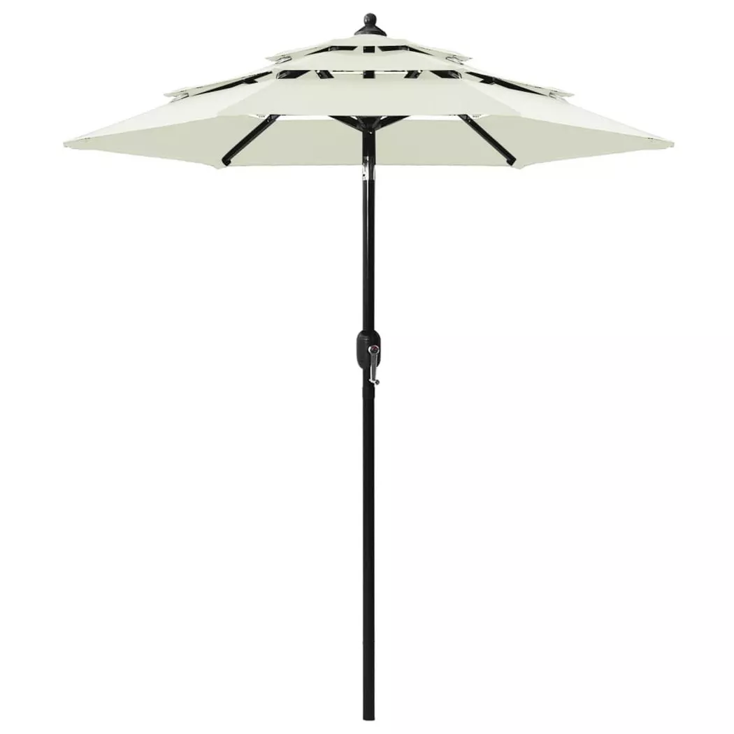 vidaXL Sonnenschirm mit Aluminium-Mast 3-lagig Sandfarbe 2 m