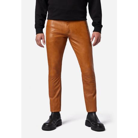 RICANO  Pantalon en cuir pour hommes Slim Fit, pantalon en cuir 5 poches en cuir d'agneau - Slim Fit 