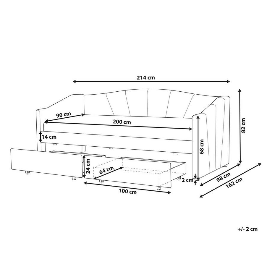 Beliani Tagesbett mit Stauraum aus Stoff Klassisch VITTEL  